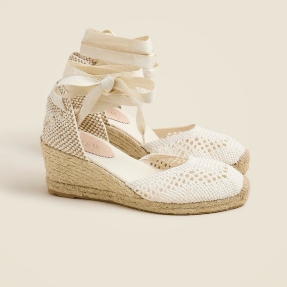 J. Crew Shoes - J. Crew Crochet Lace-up Mid-heel Espadrille